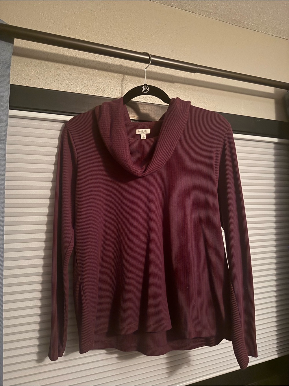 Talbots Cowl Neck Ribbed Pullover Sweater Size Small Burgundy Wine Long Sleeve